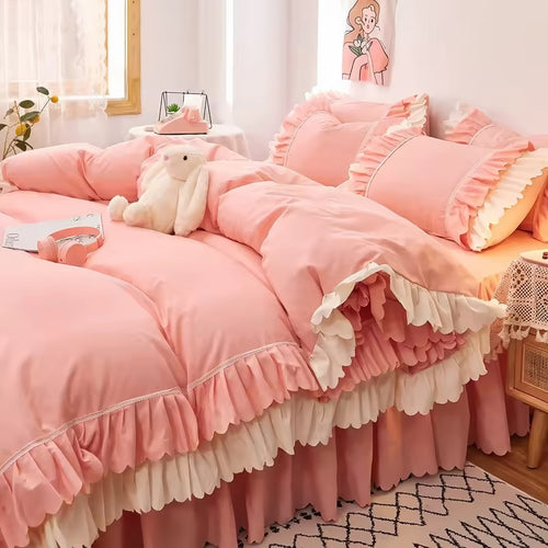 Roomtery Lush Ruffled Coquette Aesthetic Bedding Set