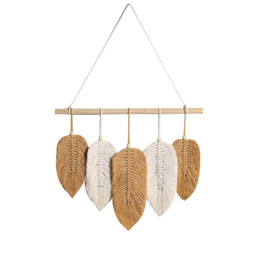 Roomtery Macrame Feather Boho Wall Hanging Decor