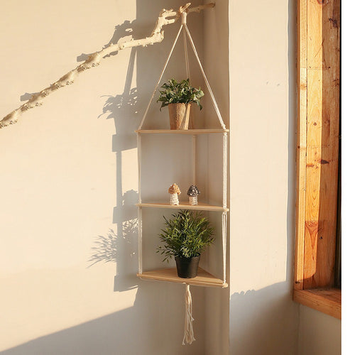 Roomtery Macrame Hanging Corner Shelf