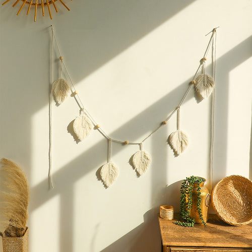 Roomtery Macrame Leaf Tassels Wall Hanging Decor