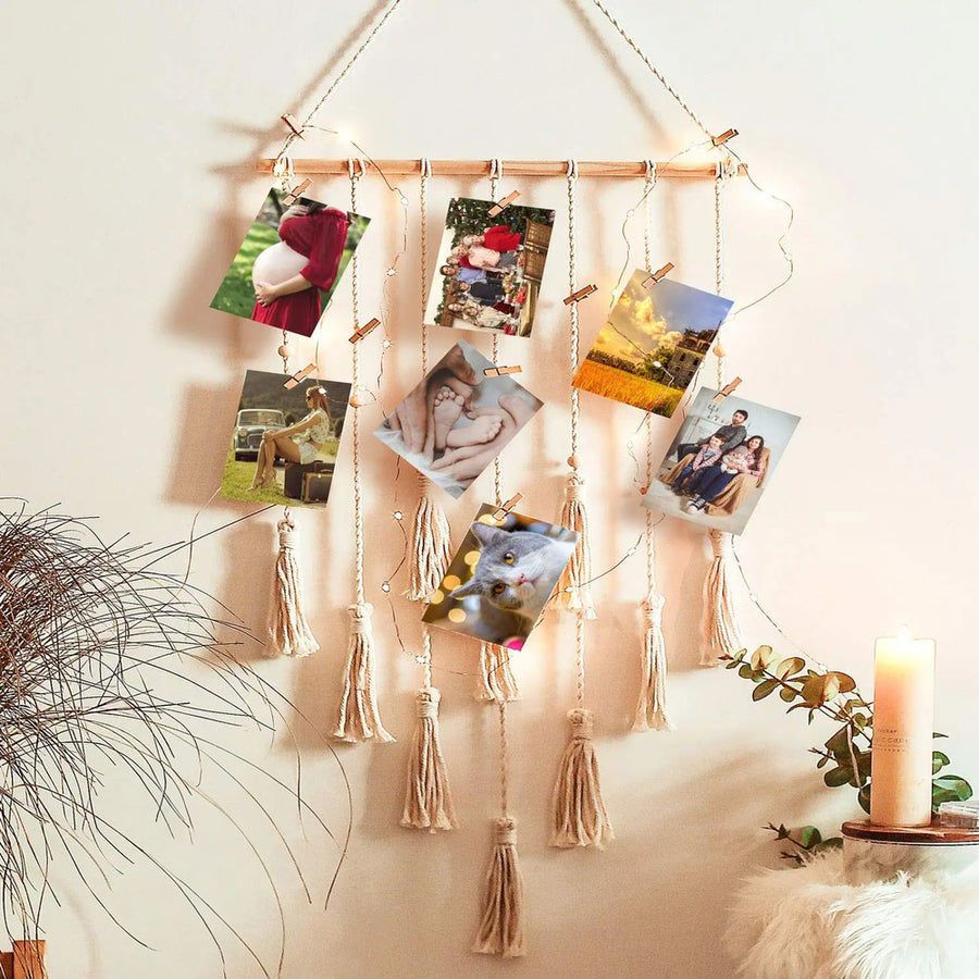 Roomtery Macrame Wall Hanging Photo Display