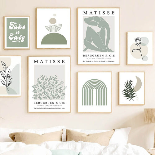 Roomtery Matisse Sage Green Canvas Posters