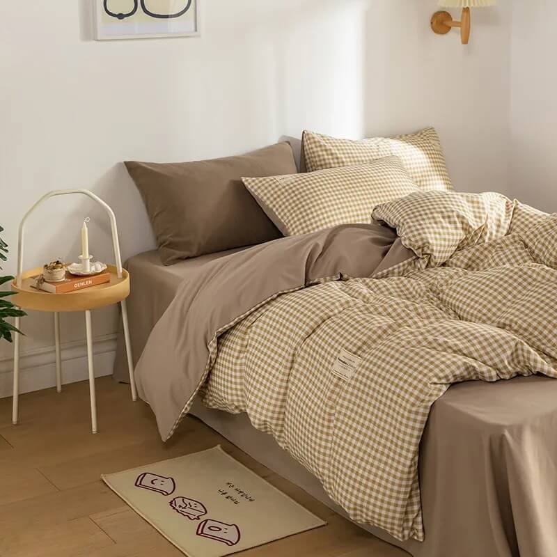 Roomtery Mini Plaid Print Pastel Bedding Set