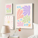 Roomtery Minimalist Aesthetic Pastel Flowers Canvas Posters, view 3
