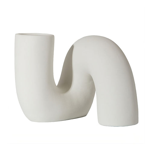 Roomtery Minimalist Curved Tube Ceramic Vase