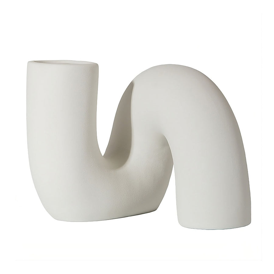 Roomtery Minimalist Curved Tube Ceramic Vase