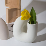 Roomtery Minimalist Curved Tube Ceramic Vase, view 3