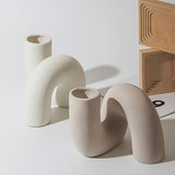 Roomtery Minimalist Curved Tube Ceramic Vase, view 4