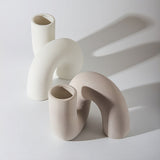 Roomtery Minimalist Curved Tube Ceramic Vase, view 5