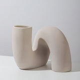 Roomtery Minimalist Curved Tube Ceramic Vase, view 6