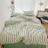 Roomtery Minimalist Green Striped Sage Bedding Set, view 4