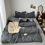 Roomtery Minimalist Grey Grid Bedding Set, view 3