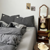 Roomtery Minimalist Grey Grid Bedding Set, view 5