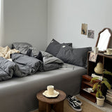 Roomtery Minimalist Grey Grid Bedding Set, view 6