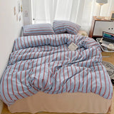 Roomtery Minimalist Red Striped Light Blue Bedding Set, view 2