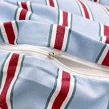 Roomtery Minimalist Red Striped Light Blue Bedding Set, view 4