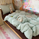Roomtery Mint Green Brown Polka Dot Bedding Set, view 2