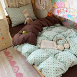 Roomtery Mint Green Brown Polka Dot Bedding Set, view 6