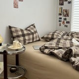 Roomtery Mocha Gingham Check Duvet Cover Set, view 2