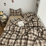 Roomtery Mocha Gingham Check Duvet Cover Set, view 3