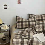 Roomtery Mocha Gingham Check Duvet Cover Set, view 4