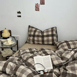 Roomtery Mocha Gingham Check Duvet Cover Set, view 5