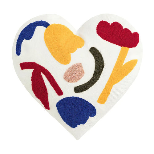 Roomtery Modern Flowers Tufted Heart Shaped Pillow