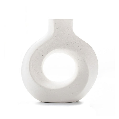 Roomtery Modern Hollow Circle Ceramic Vase