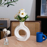 Roomtery Modern Hollow Circle Ceramic Vase, view 4