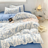 Roomtery Monochrome Blue Wildflowers Print Bedding Set, view 2