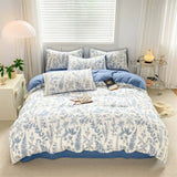 Roomtery Monochrome Blue Wildflowers Print Bedding Set, view 3