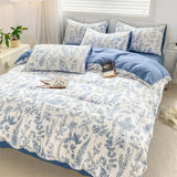 Roomtery Monochrome Blue Wildflowers Print Bedding Set, view 4