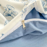Roomtery Monochrome Blue Wildflowers Print Bedding Set, view 6