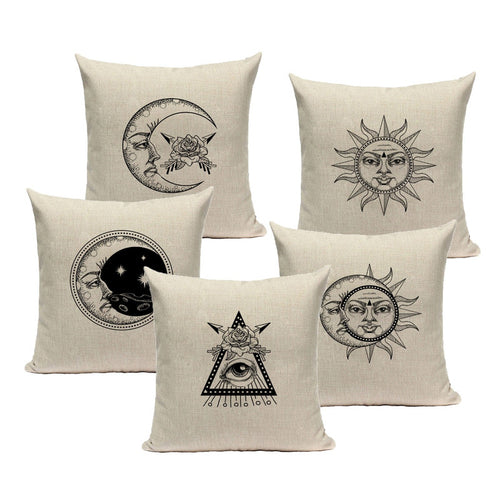 Roomtery Monochrome Sun & Moon Cushion Covers