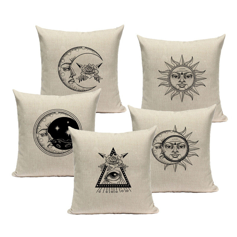 Roomtery Monochrome Sun & Moon Cushion Covers