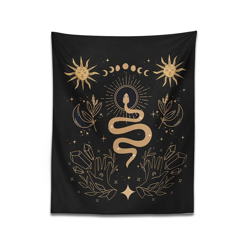 Roomtery Moon Phases Snake Tapestry
