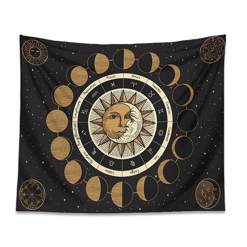 Roomtery Moon Phases Zodiac Tapestry