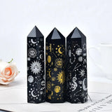 Roomtery Moon Print Plated Obsidian Crystal Tower, view 2