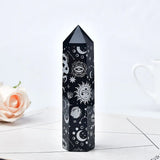 Roomtery Moon Print Plated Obsidian Crystal Tower, view 4