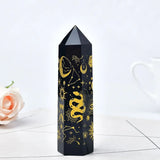 Roomtery Moon Print Plated Obsidian Crystal Tower, view 5