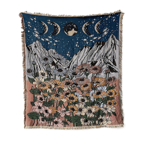 Roomtery Mountain Flowers Woven Throw Blanket