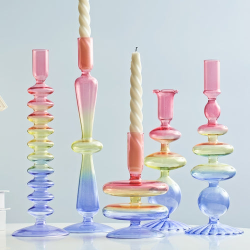 Roomtery Multicolor Irregular Glass Candleholder