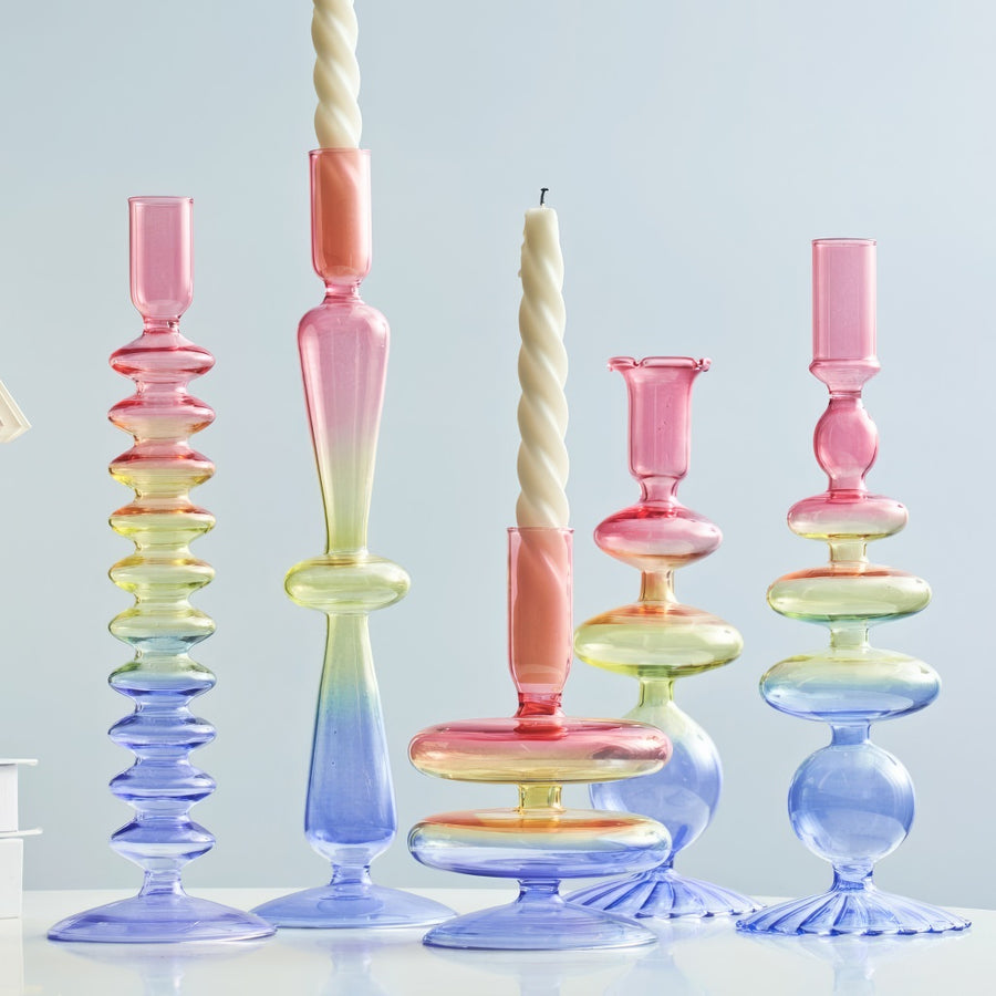 Roomtery Multicolor Irregular Glass Candleholder