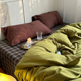 Roomtery Olive Plaid Rustic Bedding Set, view 4
