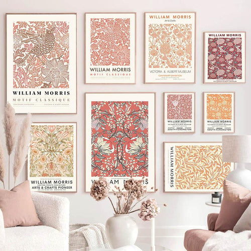 Roomtery Orange Red Floral Art Canvas Posters