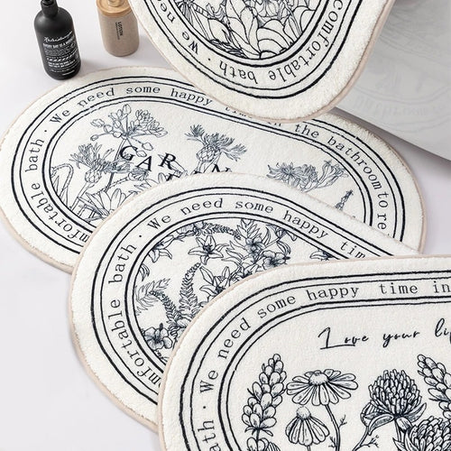 Roomtery Outline Flowers Bath Mat