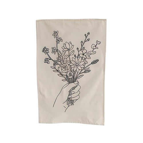 Roomtery Outline Wild Flowers Mini Tapestry