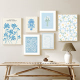 Roomtery Pale Blue Flower Market Canvas Posters, view 2