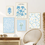 Roomtery Pale Blue Flower Market Canvas Posters, view 3