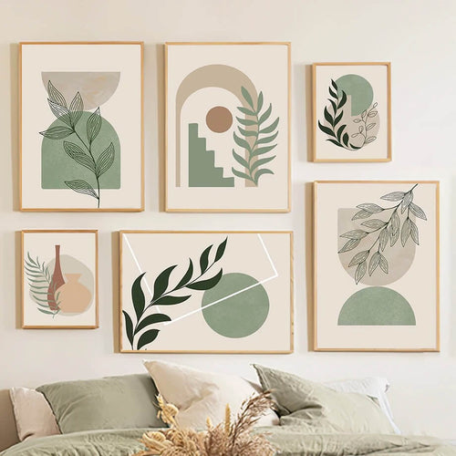 Roomtery Pale Green Shapes Canvas Posters
